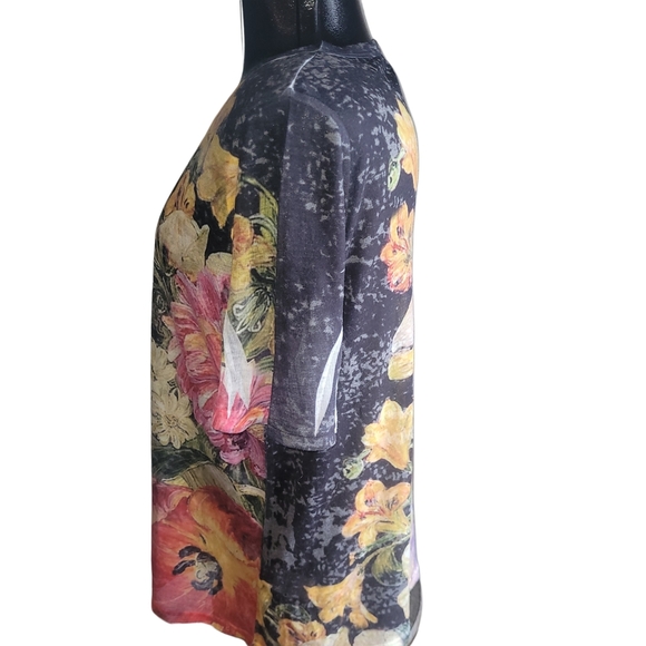 Vintage Valenti Floral Print Short Sleeve Top Sz.X - Picture 5 of 7